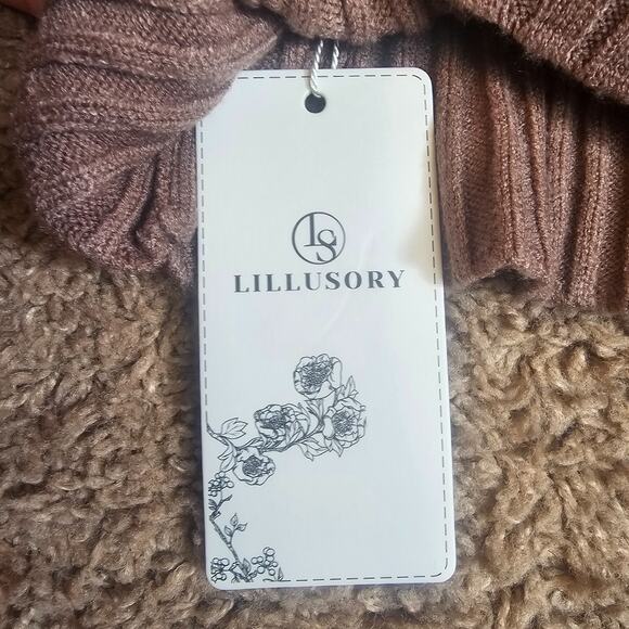 Lillusory Ribbed Turtle Neck Sweater Womens Size Medium Brown Stretch Casual NWT - Picture 7 of 10